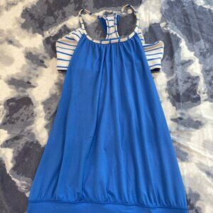 LuluLemon No Limits tank blue and white stripes sz 8